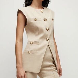 Veronica Beard Tamara Linen Blend Vest